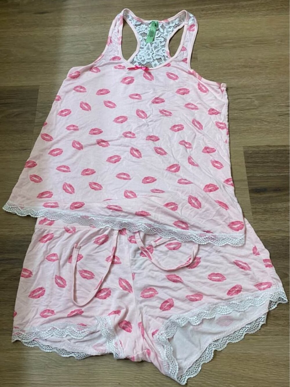 Honeydew Intimates Kiss Kiss Lace Trim Cami Sleepwear Set Pink Y2K Coquette S